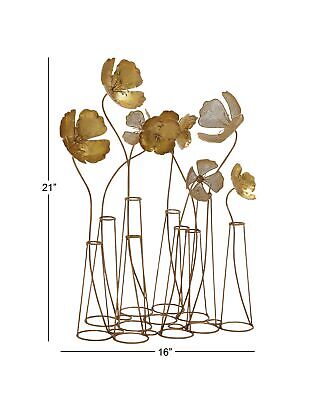 Deco 79 Metal Floral Decorative Sculpture Home Decor Statue with Wire Vases a...