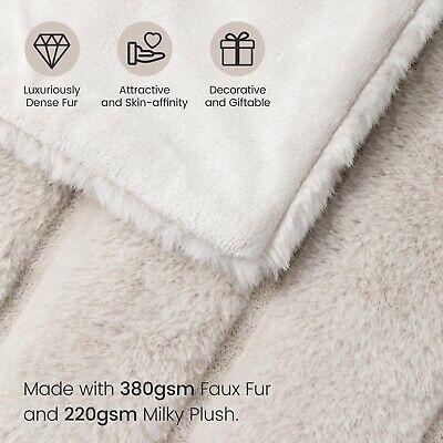 Cozy Bliss Faux Fur Throw Blanket for Couch, Cozy Soft Plush Thick Winter Bla...