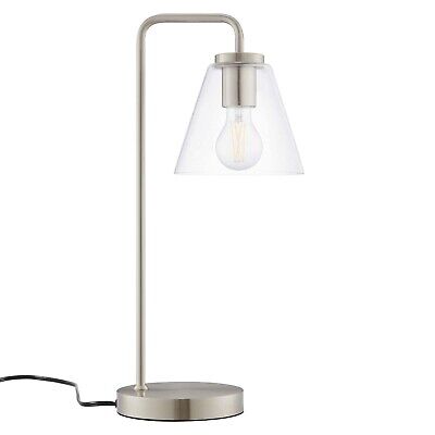 Modway Element Glass Table Lamp in Satin Nickel Silver