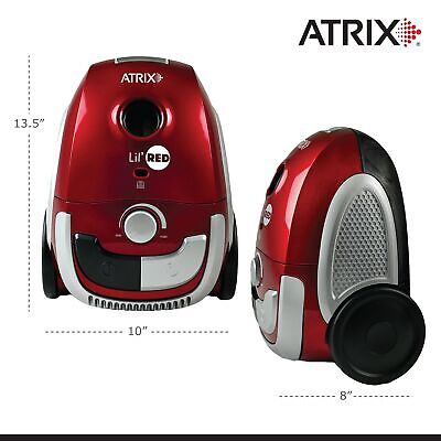 Atrix Red Lil Portable Canister Vacuum w/ 2 Quart HEPA Filter & Variable Spee...