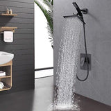 All Metal Shower Faucet Set, Dual Square Shower Head System with Handheld Wan...