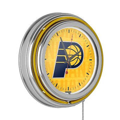 Trademark Gameroom NBA Chrome Double Rung Neon Clock - City - Indiana Pacers