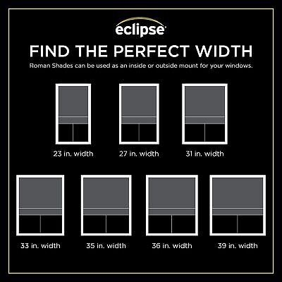 Eclipse Drew Roman Shades for Windows, Cordless 100% Blackout Shades, 23 in W...