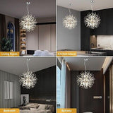 12-Light Crystal Pendant Light Modern Dandelion Sputnik Chandelier Chrome Fir...