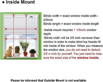 LazBlinds Cordless Cellular Shades, No Tools No Drill Blackout Honeycomb Shad...