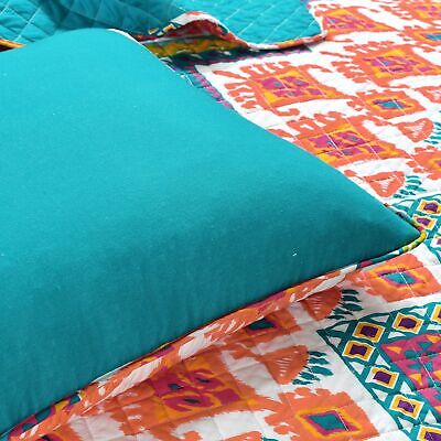 Lush Decor Boho Chevron 3 Piece Quilt Set, Full/Queen, Turquoise