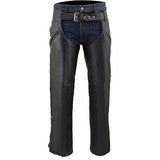 Milwaukee Leather Chaps for Men's Black Leather Slash Pocket- Snap Out Therma...