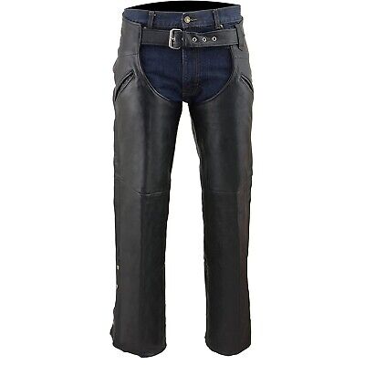 Milwaukee Leather Chaps for Men's Black Leather Slash Pocket- Snap Out Therma...