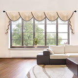 ELKCA Thick Chenille Window Curtains Valance for Living Room Beige Valance wi...