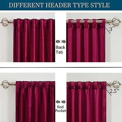 PRIMROSE Red Curtains 120 inch for Living Room Velvet Drapes Blackout Rod Poc...