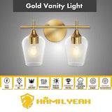 Hamilyeah Gold Bathroom Lighting Fixtures Over Mirror, 2 Light Vanity Lights ...