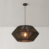 Globe Electric 65470 1-Light Chandelier, Matte Black Natural Twine, Mate Blac...