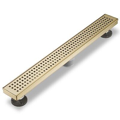 Sharp-tec 28 inch Linear Shower Drain, Gold Rectangular Floor Drain, V-Shape ...