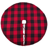 Saro Lifestyle Buffalo Plaid Design Cotton Christmas Tree Skirt, Red, 84" 84"