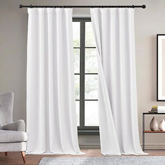 KGORGE White Faux Linen Curtains 96 inches Long, Pinch Pleated Thick Linen We...