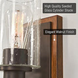 Kira Home Sedona 9" Modern Rustic Wall Sconce + Seeded Glass Cylinder Shade, ...