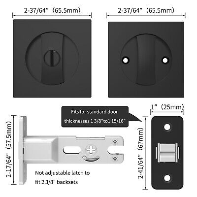 3 Pack Pocket Door Lock for Bathroom, Matte Black Pocket Door Hardware Privac...