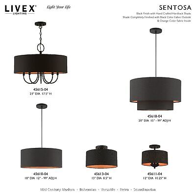 Livex Lighting 45610-04 Sentosa 3 Light Pendant, Black, 18 x 18 x 99