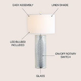 JONATHAN Y JYL1013A Isabella 30" Glass LED Table Lamp Contemporary Transition...