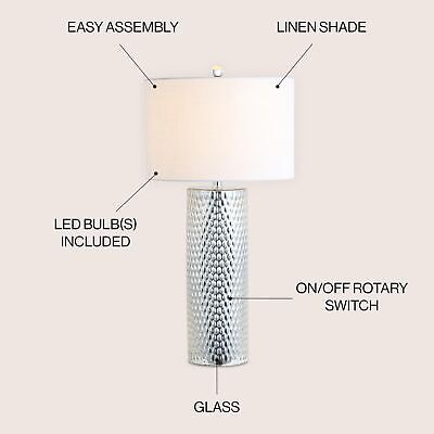 JONATHAN Y JYL1013A Isabella 30" Glass LED Table Lamp Contemporary Transition...