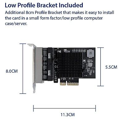 IO CREST Quad 2.5 Gigabit Ethernet PCI Express PCI-E Network Interface Card 1...