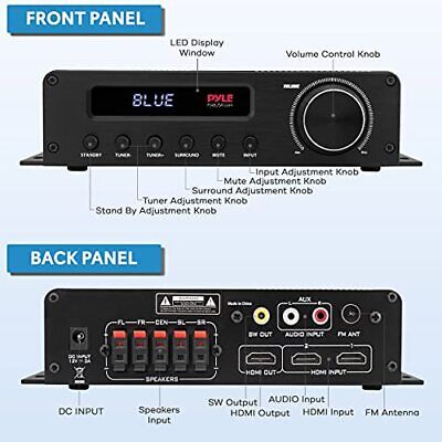 Pyle Wireless Bluetooth Home Audio Amplifier - 100W 5 Channel Theater...