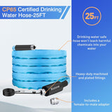 25FT Heated Drinking Water Hose for RV, Features Water Line Freeze Protection Down to -40°F/-40°C and Energy-Saving Thermostat, Electrically Heated Hose for RV, Garden, Boat
