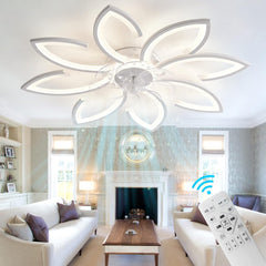 35 Modern Ceiling Fan with Lights Remote Control, Low Profile Ceiling Fan with Lights, Flush Mount Smart Ceiling Fan Light for Bedroom Living Room Kitchen, Reversible Blade, White