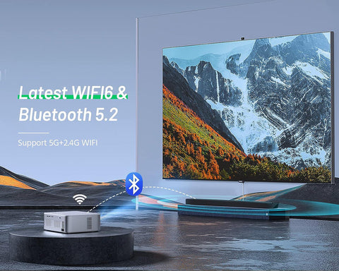 4K Support Android TV 10.0 Projector 5G WiFi Bluetooth Native 1080P, CIBEST Full-Sealed Optical Engine Home Movie FHD Projector with Netflix/Prime Video Built-in, 8000+ Apps, Autofocus, Stereo Sound