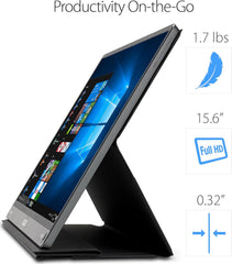 ASUS ZenScreen 15.6 1080P Portable USB Monitor (MB16AC) - Full HD (1920 x 1080), IPS, USB Type-C, Eye Care, Smart Case, External Screen for Laptop, 3-Year Warranty,Black