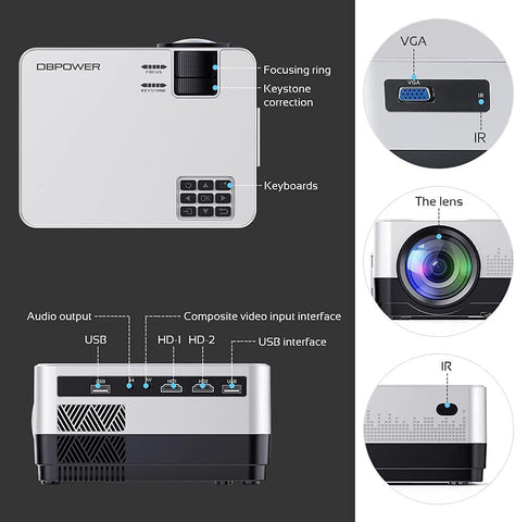 DBPOWER WiFi Projector, 9000L Full HD 1080p Video Projector with Carry Case, Support iOS/Android Sync Screen, Zoom&Sleep Timer, 4.3 LCD Home Movie Projector Compatible w/Smart Phone/Laptop