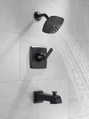 Delta Faucet Ashlyn 14 Series Single-Handle Tub and Shower Trim Kit, Shower Faucet with Single-Spray Touch-Clean Shower Head, Matte Black T14464-BL (Valve Not Included)