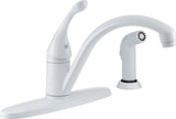 Delta Faucet Collins Single-Handle Kitchen Faucet with Side Sprayer, White Kitchen Sink Faucet, Kitchen Faucet 3 Hole, White 440-WH-DST, 3.00 x 13.00 x 21.80 inches