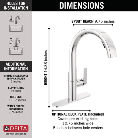 Delta Faucet Keele Pull Down Kitchen Faucet Chrome, Chrome Kitchen Faucets with Pull Down Sprayer, Kitchen Sink Faucet, Faucet for Kitchen Sink with Magnetic Docking Spray Head, Chrome 19824LF