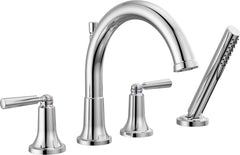 Delta Faucet Saylor Chrome Roman Tub Faucet with Handheld Shower, Chrome Tub Faucet, Roman Bathtub Faucet, Delta Roman Tub Faucet Chrome, Tub Filler, Chrome T4735 (Valve Not Included)