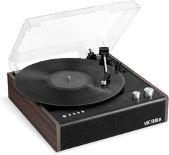 Eastwood 3-Speed Bluetooth Turntable with Built-in Speakers and Dust Cover | Upgraded Turntable Audio Sound | Espresso (VTA-72-ESP)