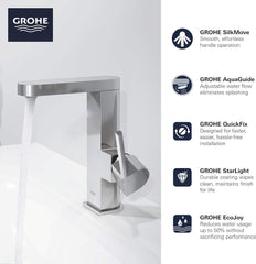 GROHE 23956003 Plus Single-Handle Bathroom Faucet M-Size, Starlight Chrome