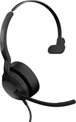 Jabra Evolve2 50 Wired Mono Headset AirComfort Technology, Noise-Cancelling Mics and Active Noise Cancellation - MS Teams Certified, Works with All Other Platforms - Black