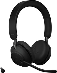 Jabra Evolve2 65 UC Wireless Headphones with Link380c, Stereo, Black Wireless Bluetooth Headset for Calls and Music, 37 Hours of Battery Life, Passive Noise Cancelling Headphones