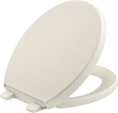 KOHLER K-4009-96 Reveal Quiet-Close with Grip-Tight Bumpers Round-front Toilet Seat, Biscuit