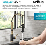 KRAUS Bolden Commercial Style Pull-Down Single Handle 18-Inch Kitchen Faucet in Brushed Brass, KPF-1610BB
