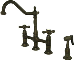Kingston Brass KS1275AXBS Heritage Bridge Kitchen Faucet, 8-3/4 Spout Reach, Oil Rubbed Bronze