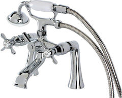 Kingston Brass KS288C ESSEX 7 Centers Deck Mount Clawfoot Tub Filler with Hand Shower, 7 Spread, Polished Chrome