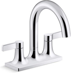 Kohler 28125-4-CP Venza Bathroom Sink Faucet, Centerset Bathroom Faucet with Two Lever Handles and Clicker Drain, 1.2 gpm, Polished Chrome