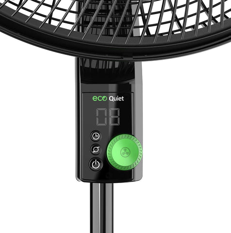 Lasko Oscillating 18-inch EcoQuiet DC Motor 12-Speed Pedestal Fan with Remote Control, Black, S18708, Large