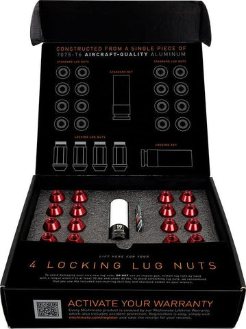 Mishimoto Aluminum Locking Lug Nuts M12x1.25, 20pc Set, Red