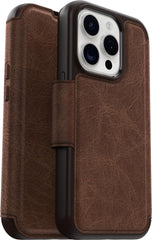 Otterbox iPhone 15 Pro (Only) Strada Folio Series Case - ESPRESSO (Brown), Card Holder, Snaps to MagSafe, Genuine Leather, Pocket-Friendly, Folio Case
