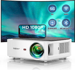Projector with WiFi and Bluetooth, 13000L Outdoor Movie Projector Native 1080P 5G WiFi 4K Supported, YABER V6 Portable Home Theater Projector, 300 Display 4P Keystone 50% Zoom Compatible with Phone