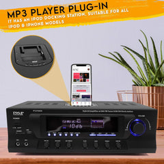Pyle 300W Digital Stereo Receiver System - AM/FM Qtz. Synthesized Tuner, USB/SD Card MP3 Player and Subwoofer Control, A/B Speaker, iPod/MP3 Input w/Karaoke, Cable and Remote Sensor - Pyle PT270AIU.5