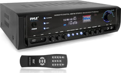 Pyle Home Audio Power Amplifier System - 300W 4 Channel Theater Power Stereo Sound Receiver Box Entertainment w/USB, RCA, AUX, Mic w/Echo, LED, Remote - for Speaker, iPhone, PA, Studio - PT390AU.5